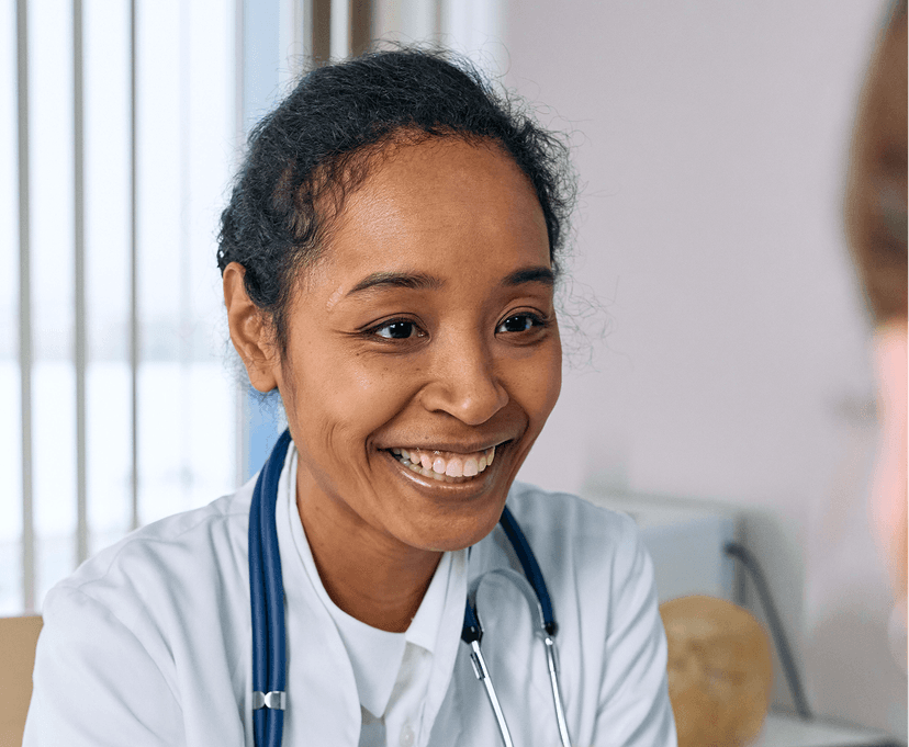 Healthcare provider smiling